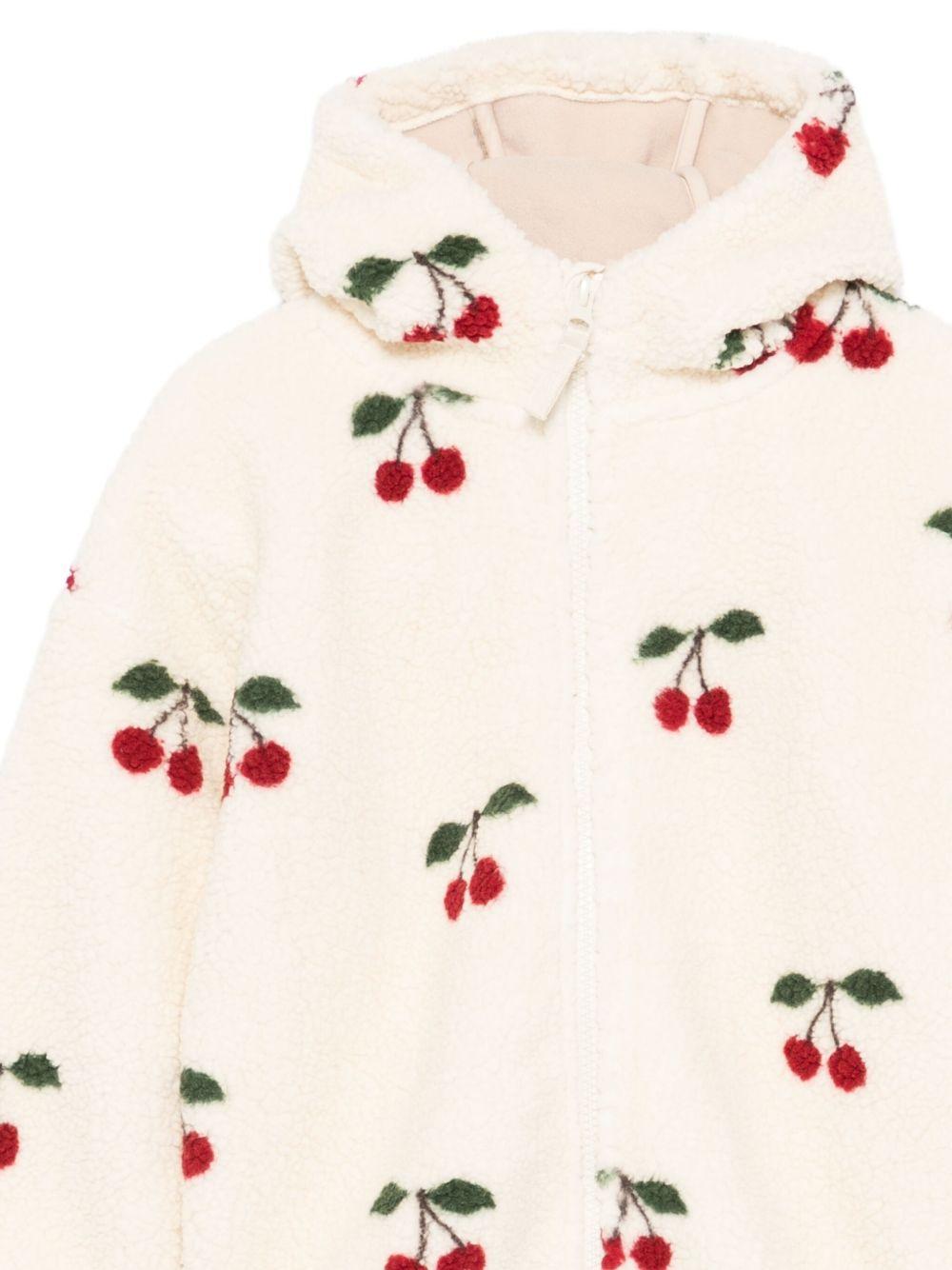 Felpa per bambina Konges Sløjd bianco con motivo ciliegie - Rubino Kids