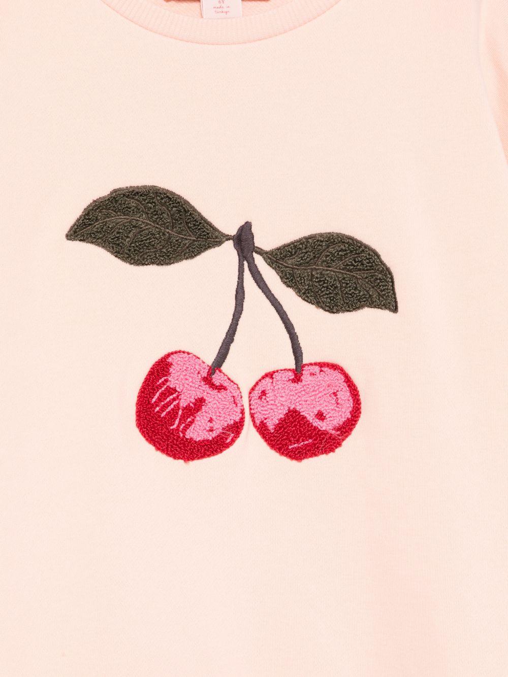 Felpa per bambina Konges Sløjd rosa con ricamo ciliegie - Rubino Kids