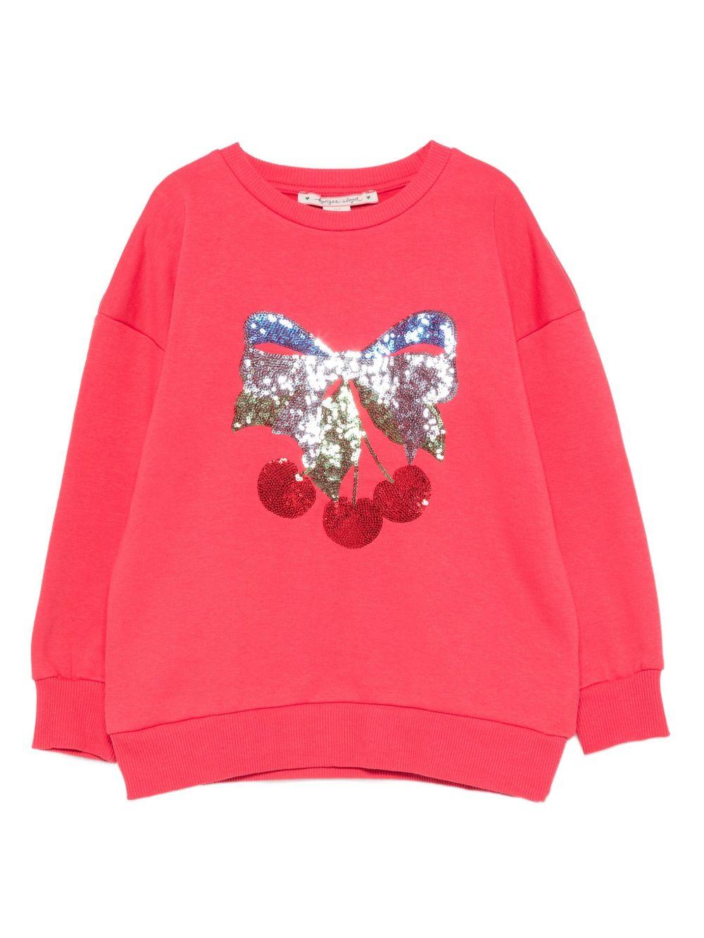 Felpa per bambina Konges Slojd rossa con paillettes e maniche lunghe - Rubino Kids