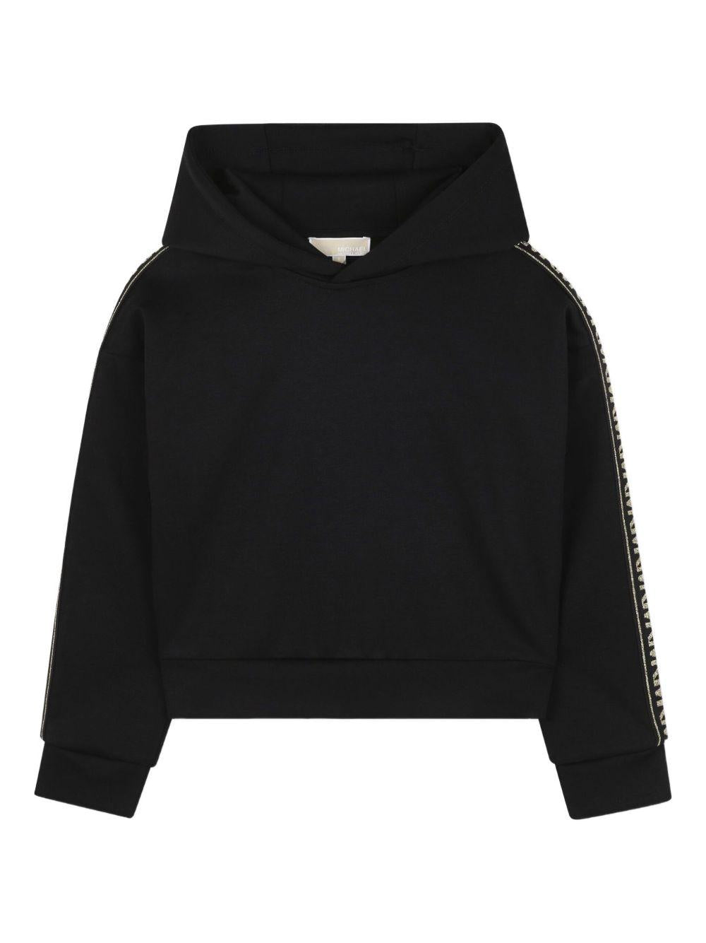Felpa per bambina Michael Kors Kids nero in jersey con cappuccio - Rubino Kids