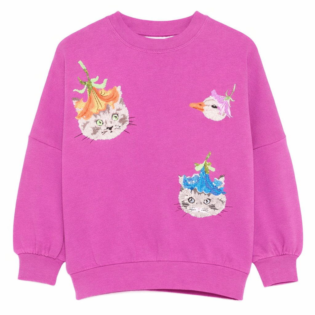 Felpa per bambina Molo fucsia con stampa grafica animali - Rubino Kids