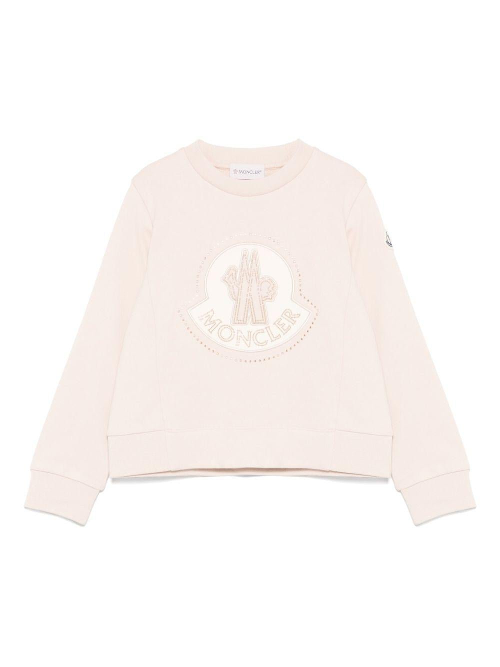 Felpa per bambina Moncler Enfant rosa con applicazione logo - Rubino Kids