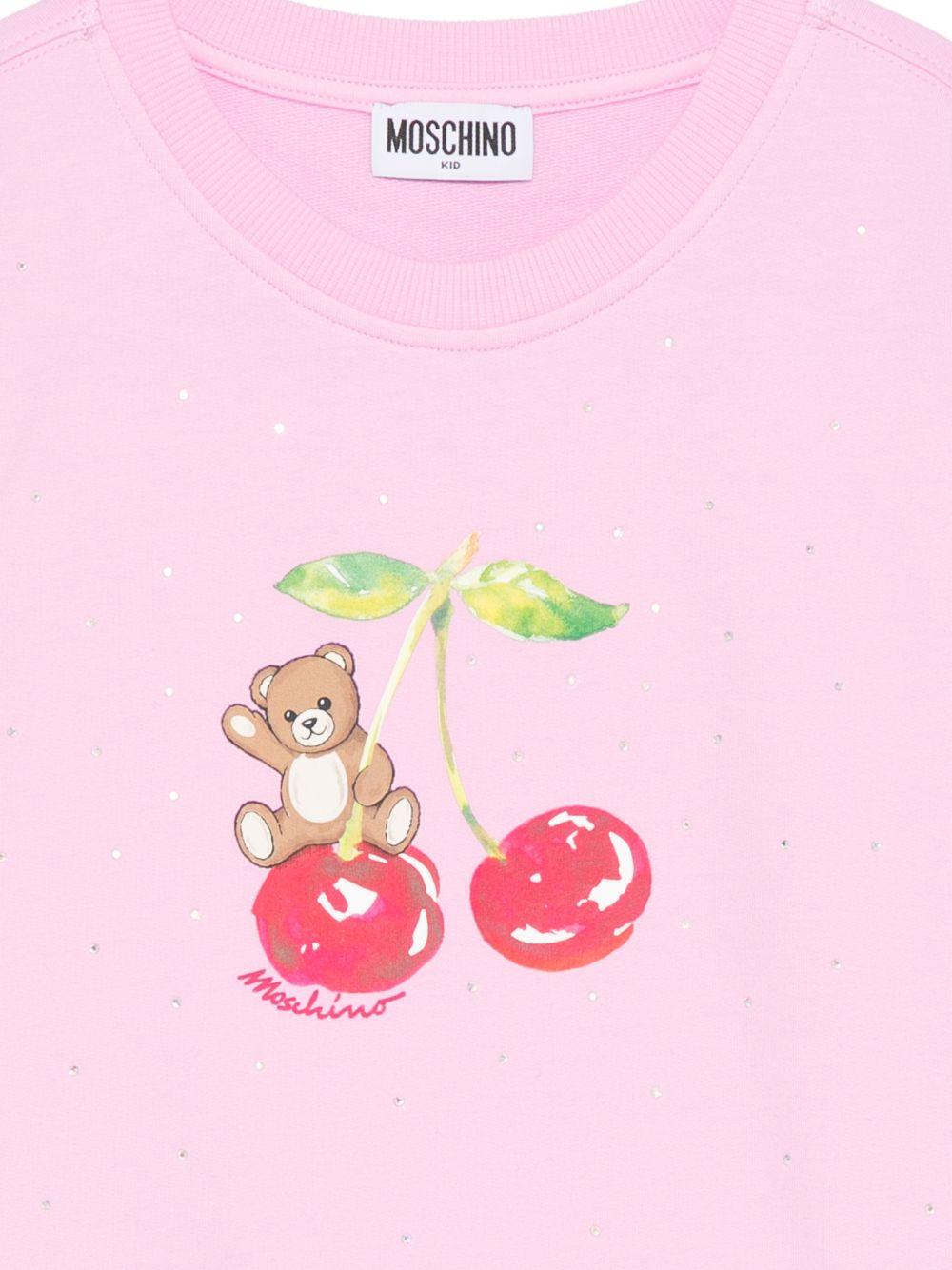 Felpa per bambina Moschino Kids rosa con stampa grafica Teddy Bear - Rubino Kids