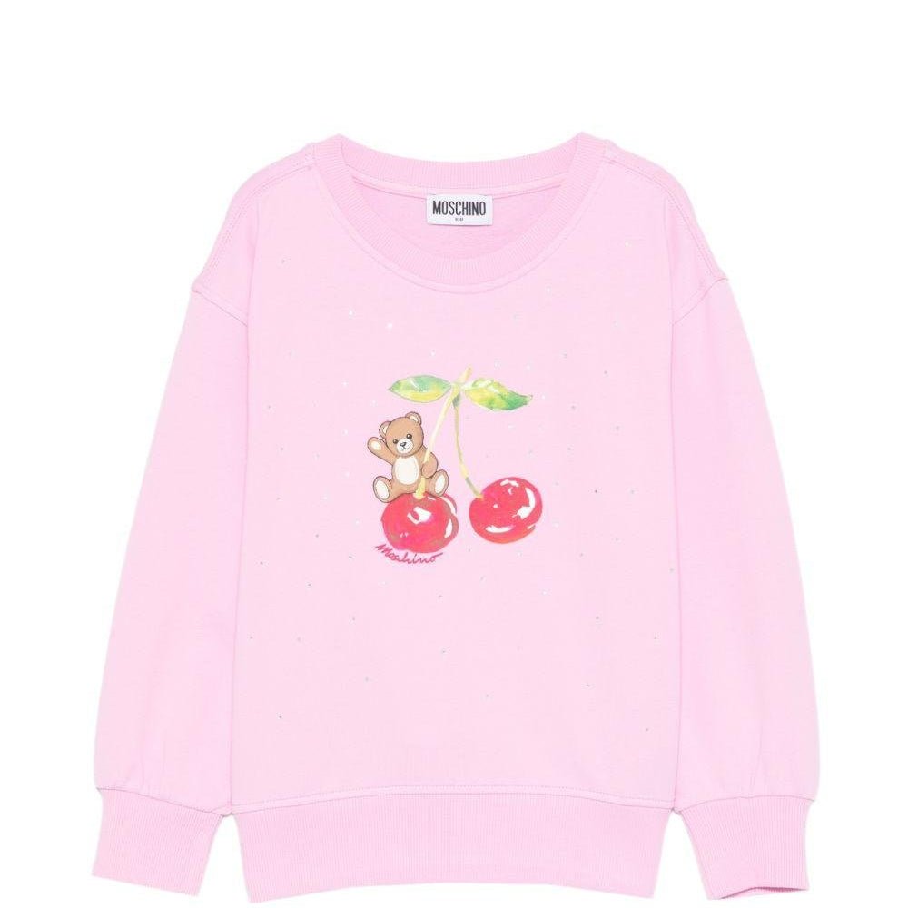 Felpa per bambina Moschino Kids rosa con stampa grafica Teddy Bear - Rubino Kids