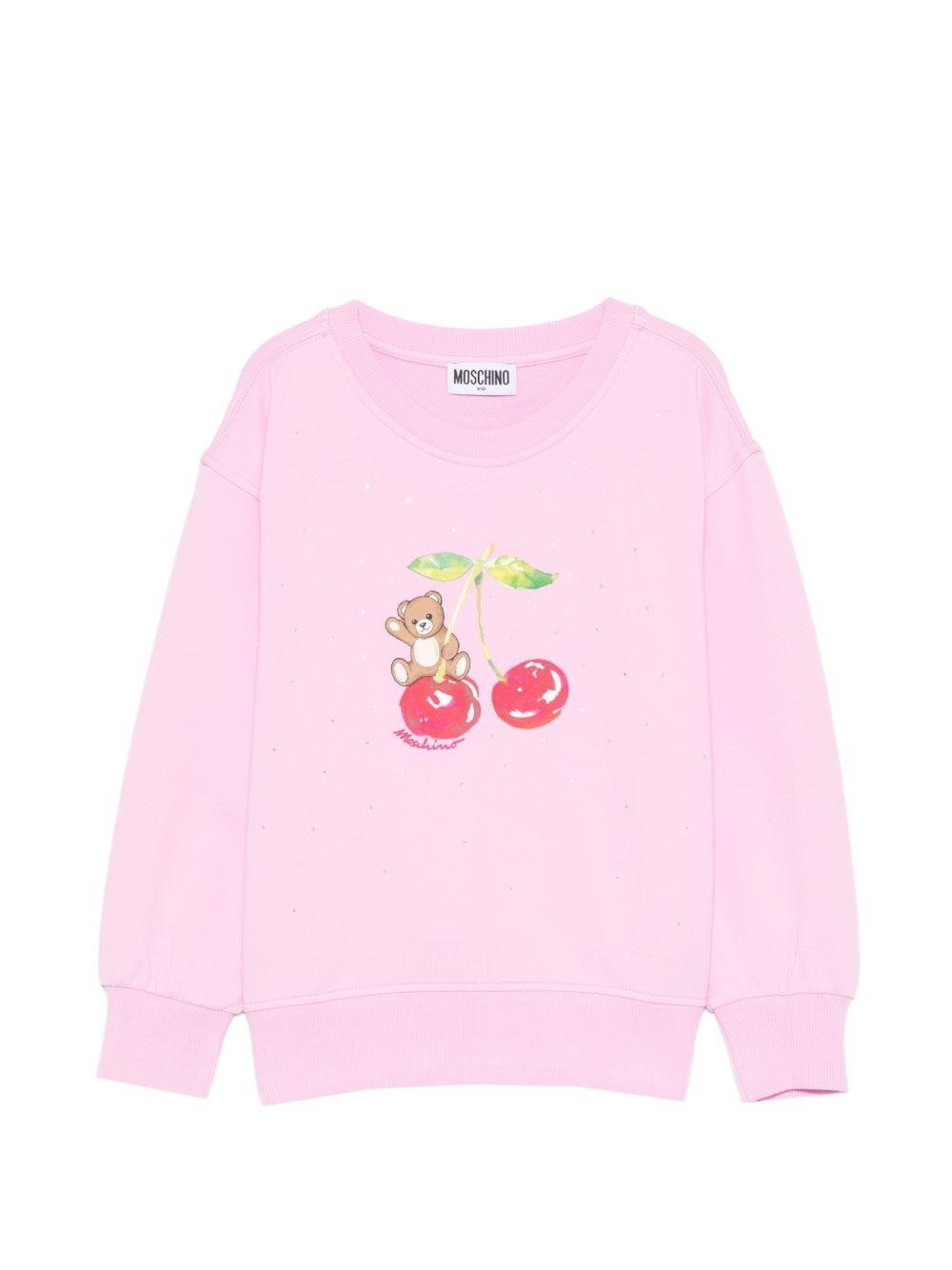 Felpa per bambina Moschino Kids rosa con stampa grafica Teddy Bear - Rubino Kids
