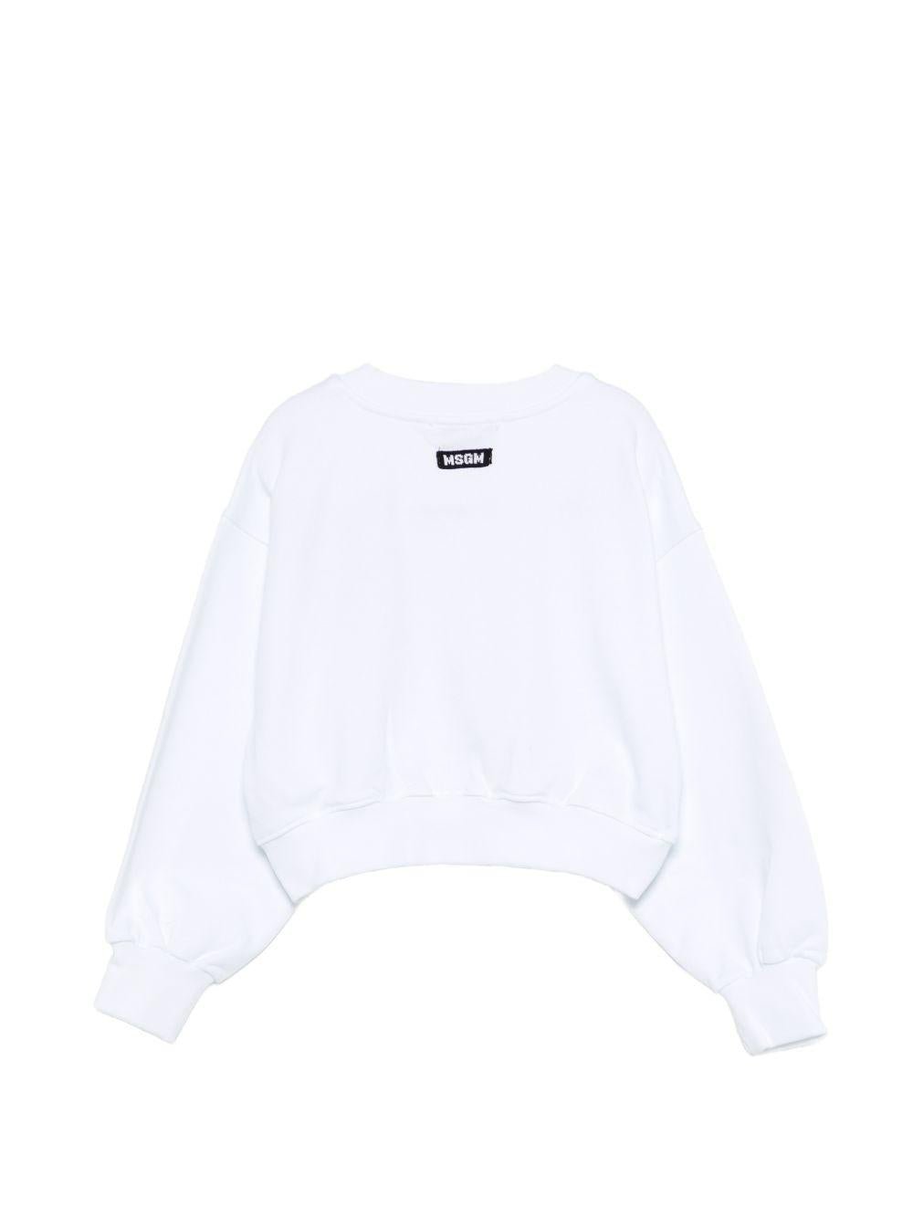 Felpa per bambina MSGM Kids bianca con applicazione logo - Rubino Kids