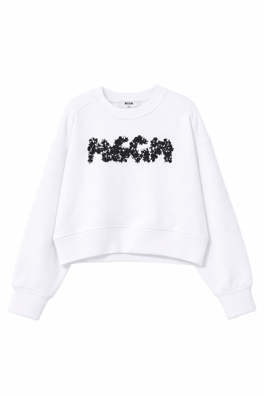 Felpa per bambina MSGM Kids bianca con applicazione logo - Rubino Kids