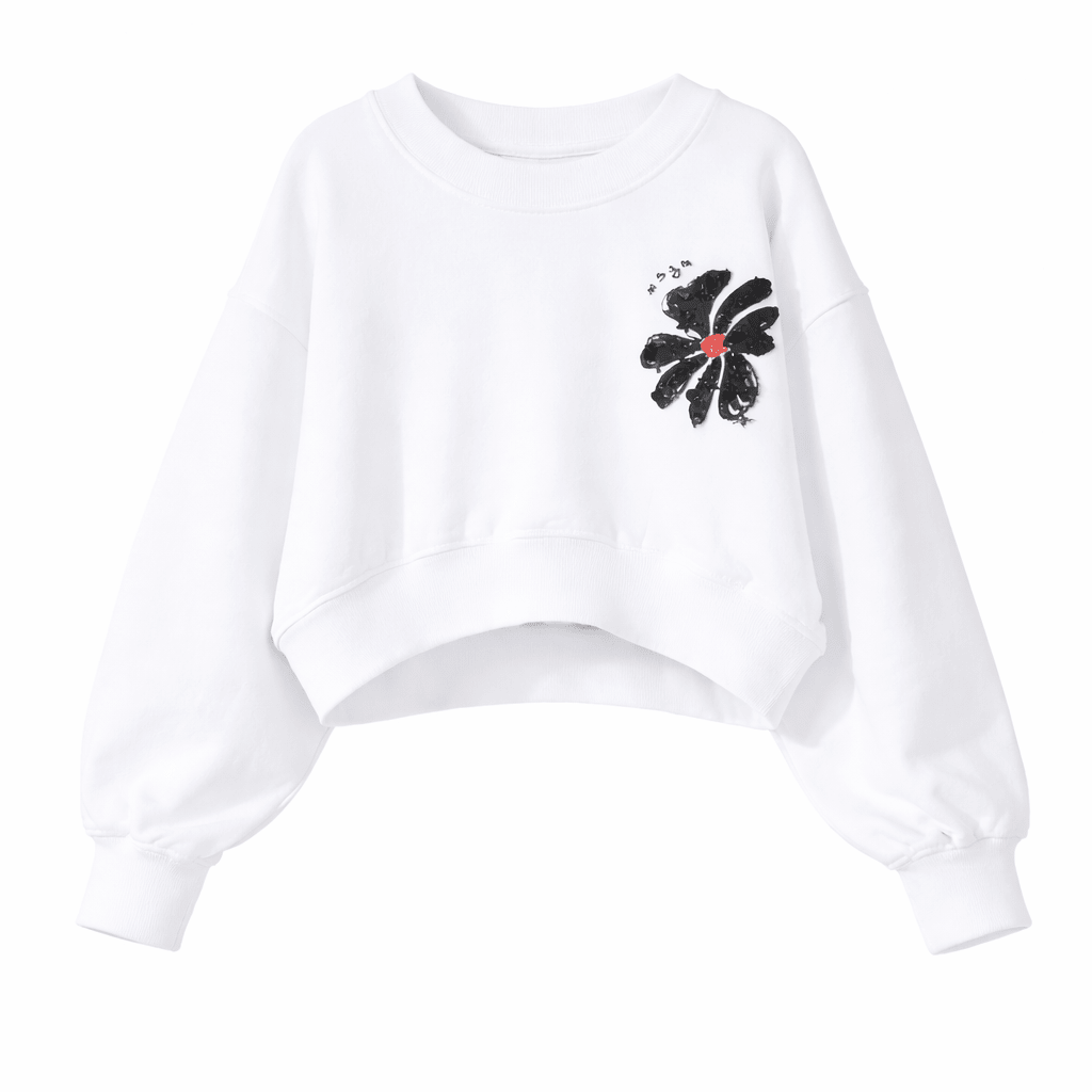 Felpa per bambina MSGM Kids bianca con applicazione logo - Rubino Kids