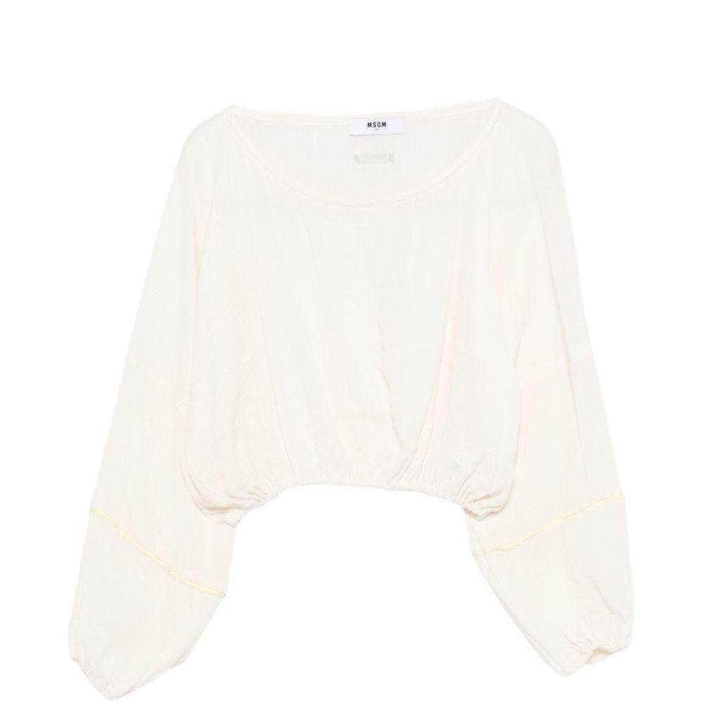 Felpa per bambina MSGM Kids bianca con design crop - Rubino Kids