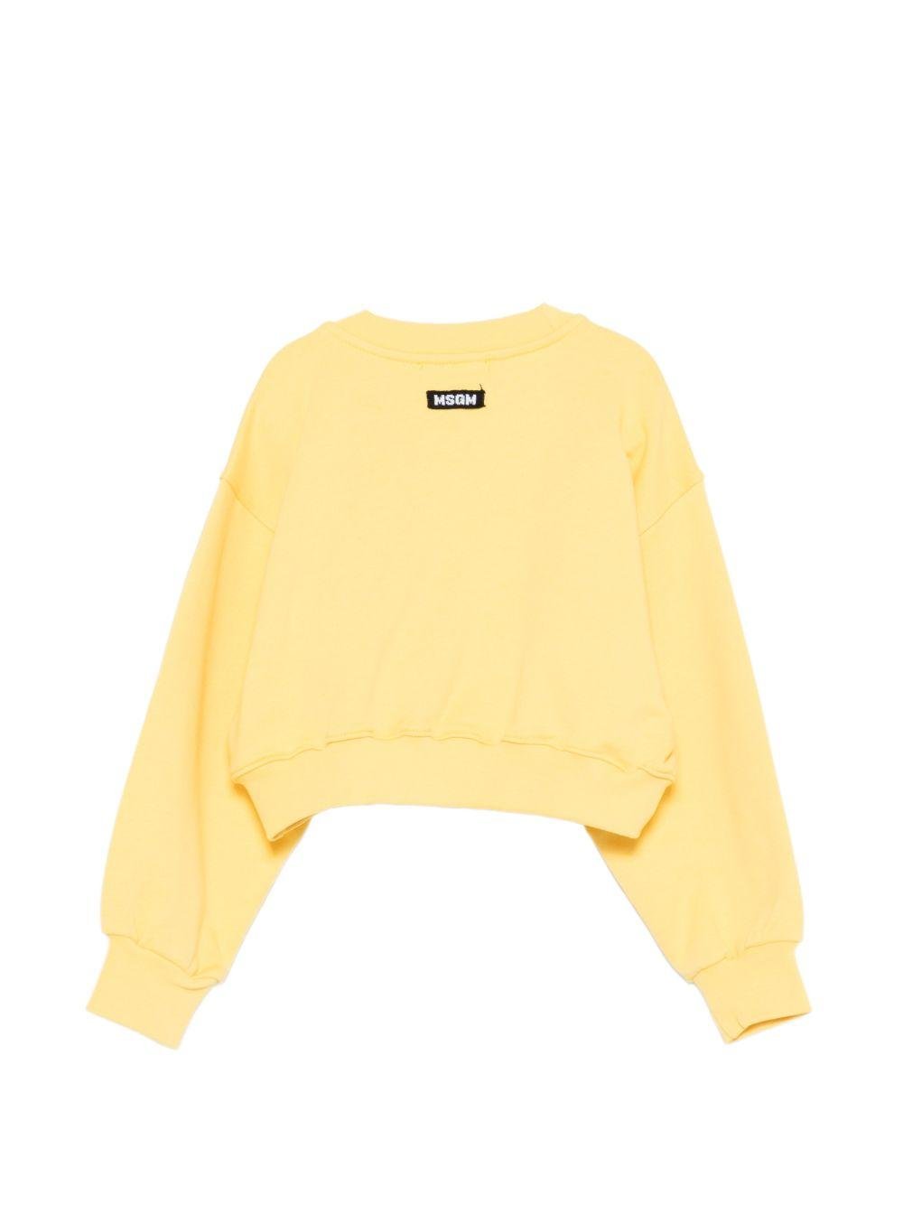 Felpa per bambina MSGM Kids gialla con applicazione logo - Rubino Kids
