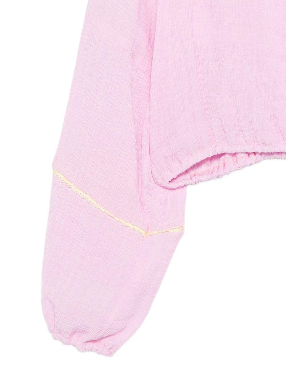 Felpa per bambina MSGM Kids rosa con orlo arricciato - Rubino Kids