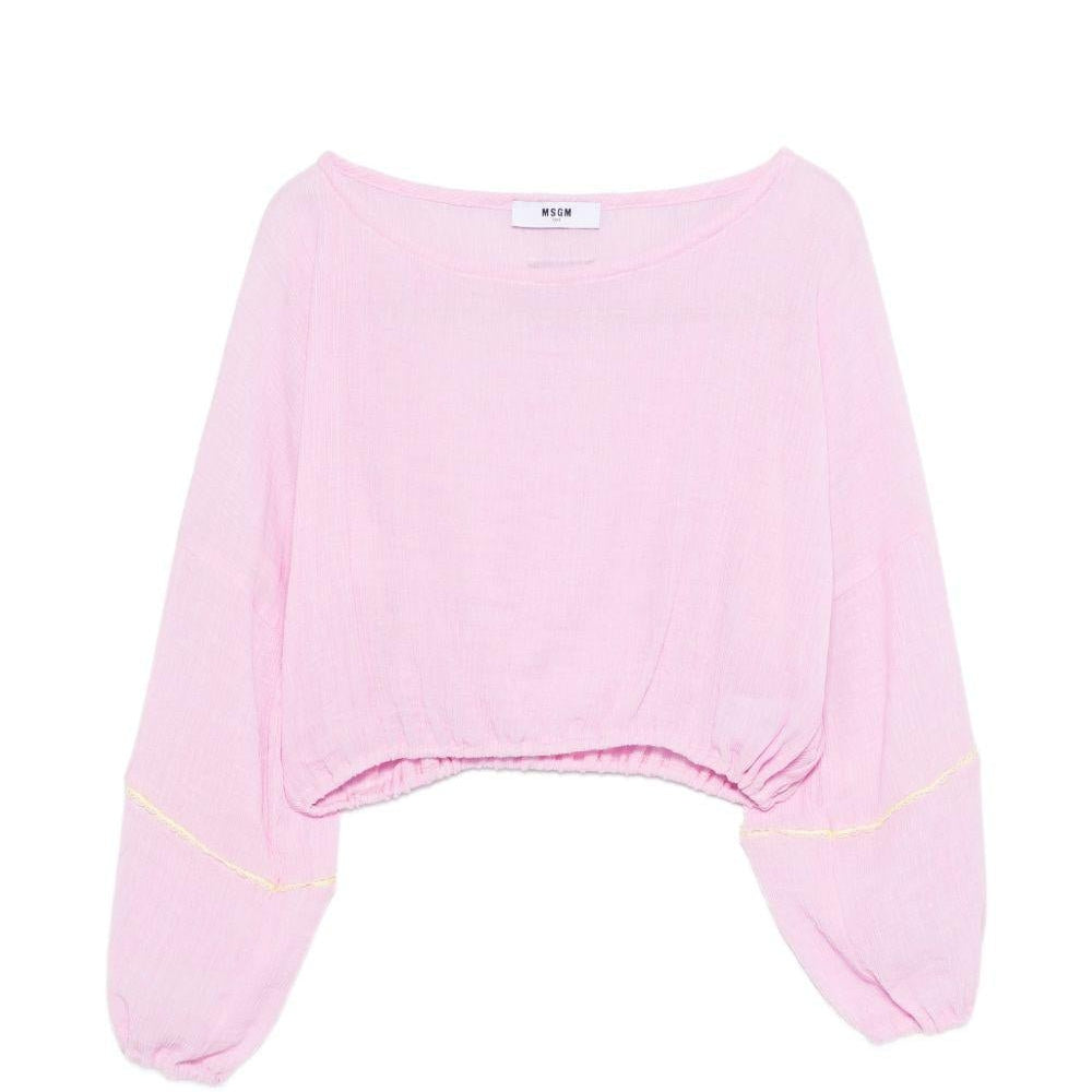 Felpa per bambina MSGM Kids rosa con orlo arricciato - Rubino Kids