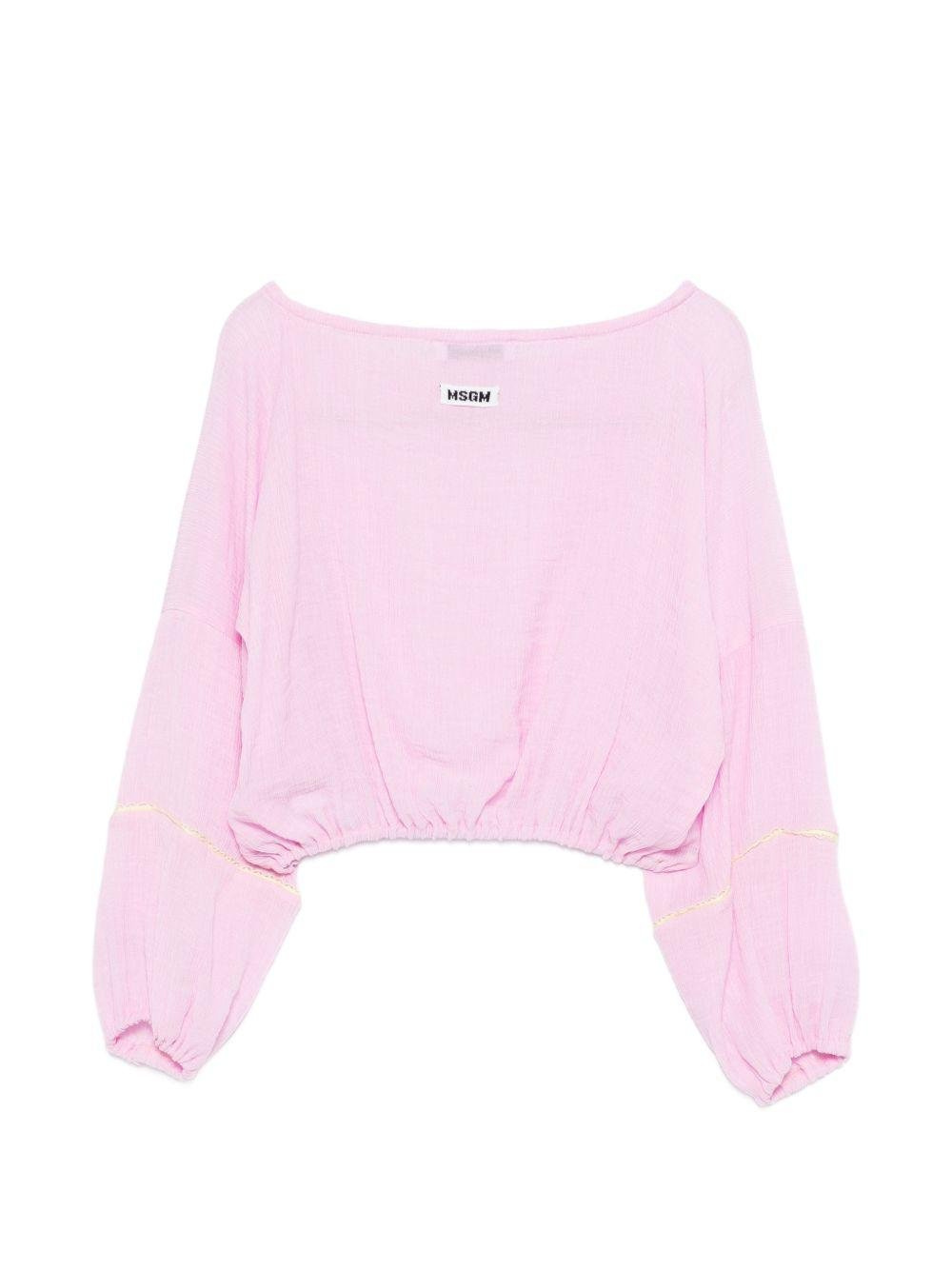 Felpa per bambina MSGM Kids rosa con orlo arricciato - Rubino Kids