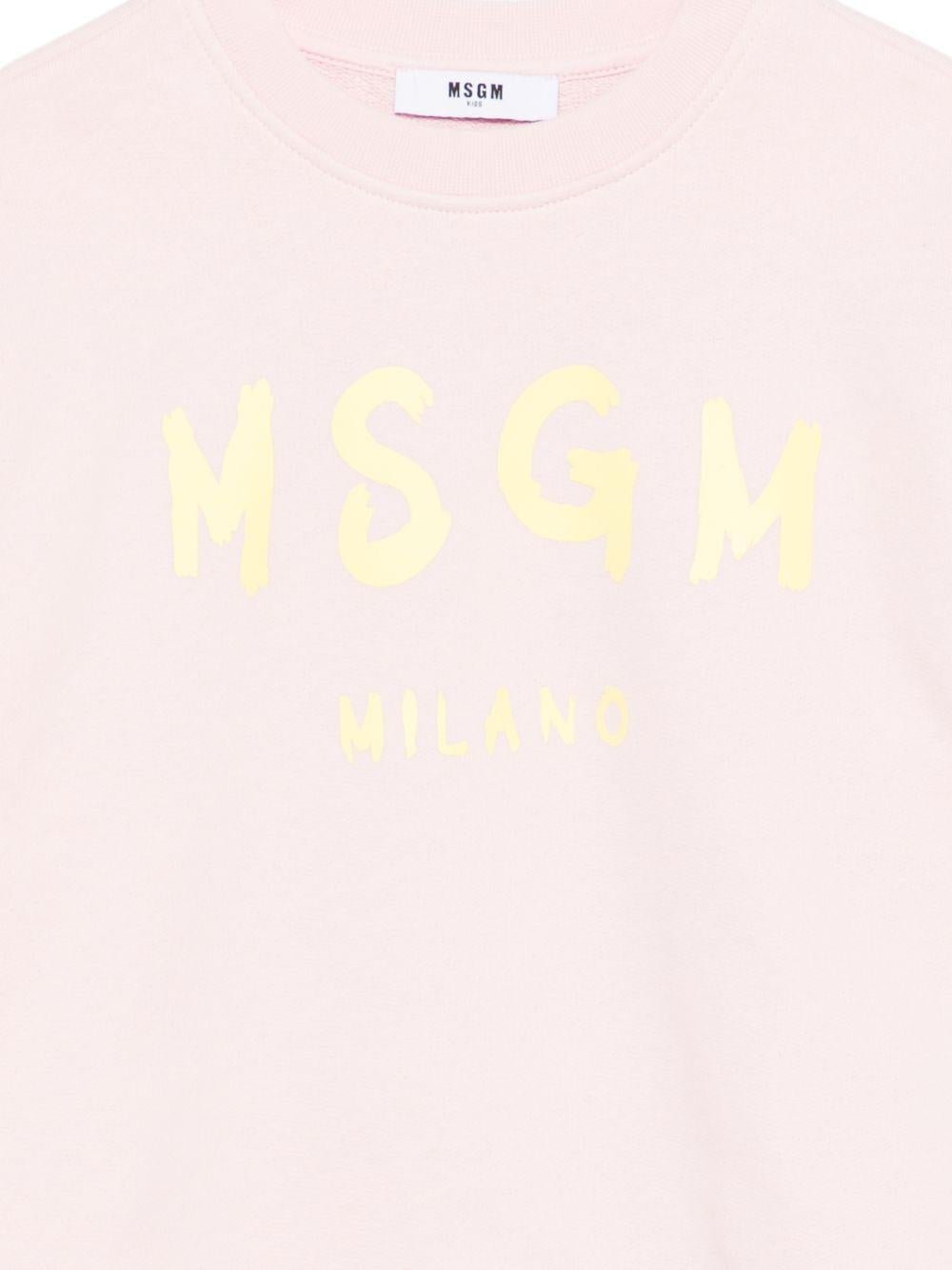 Felpa per bambina MSGM Kids rosa con stampa logo - Rubino Kids