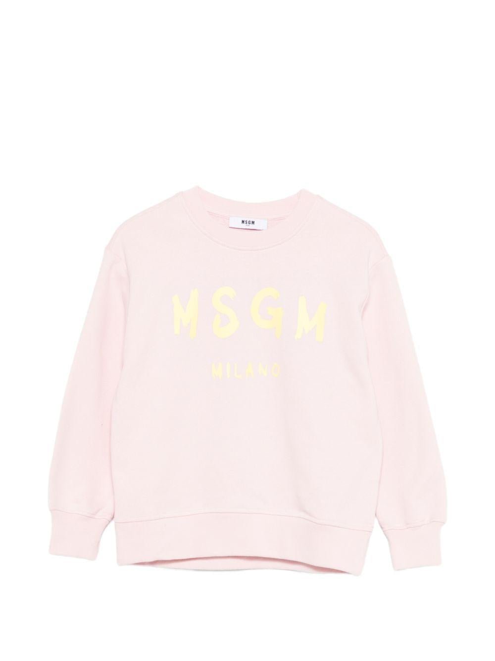 Felpa per bambina MSGM Kids rosa con stampa logo - Rubino Kids