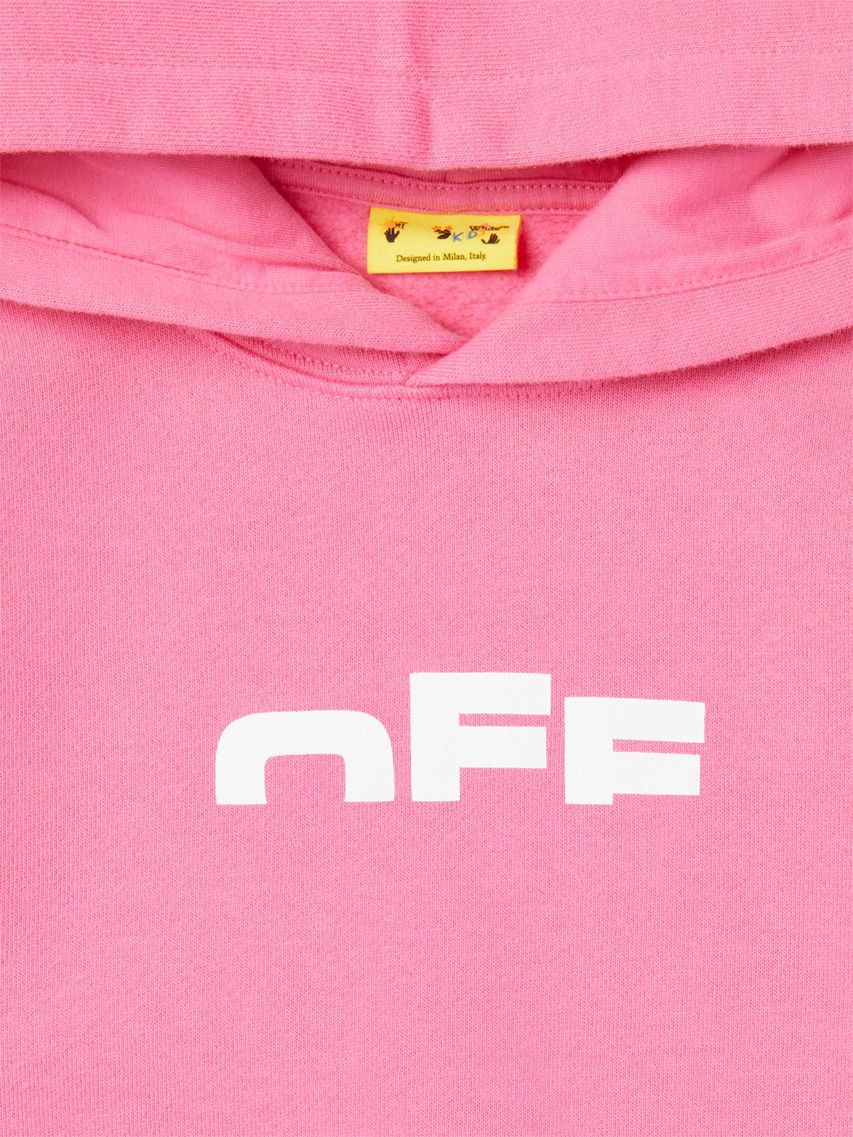 Felpa per bambina Off - White Kids rosa con logo sul davanti - Rubino Kids