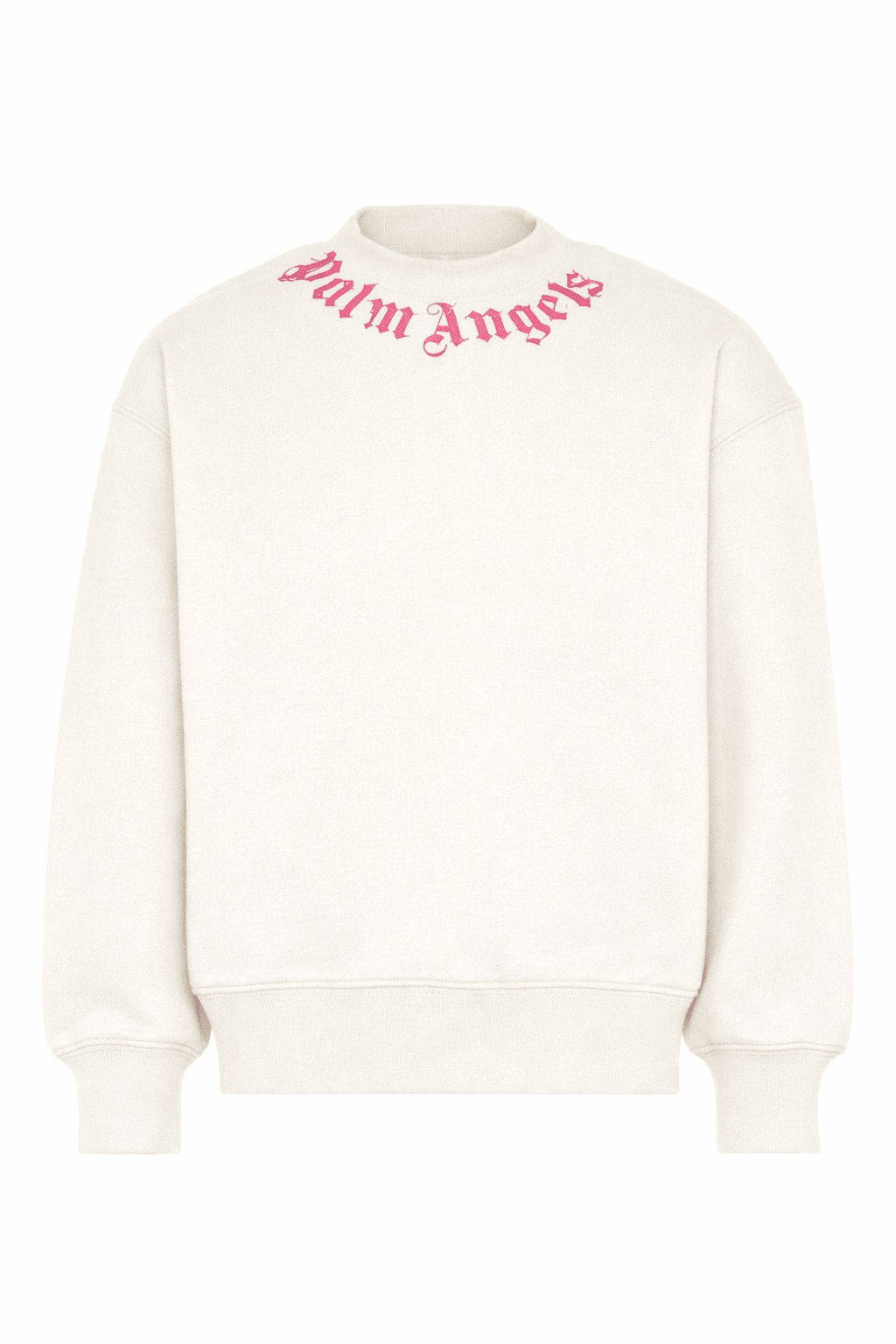 Felpa per bambina Palm Angels Kids bianca con logo fucsia sul davanti - Rubino Kids