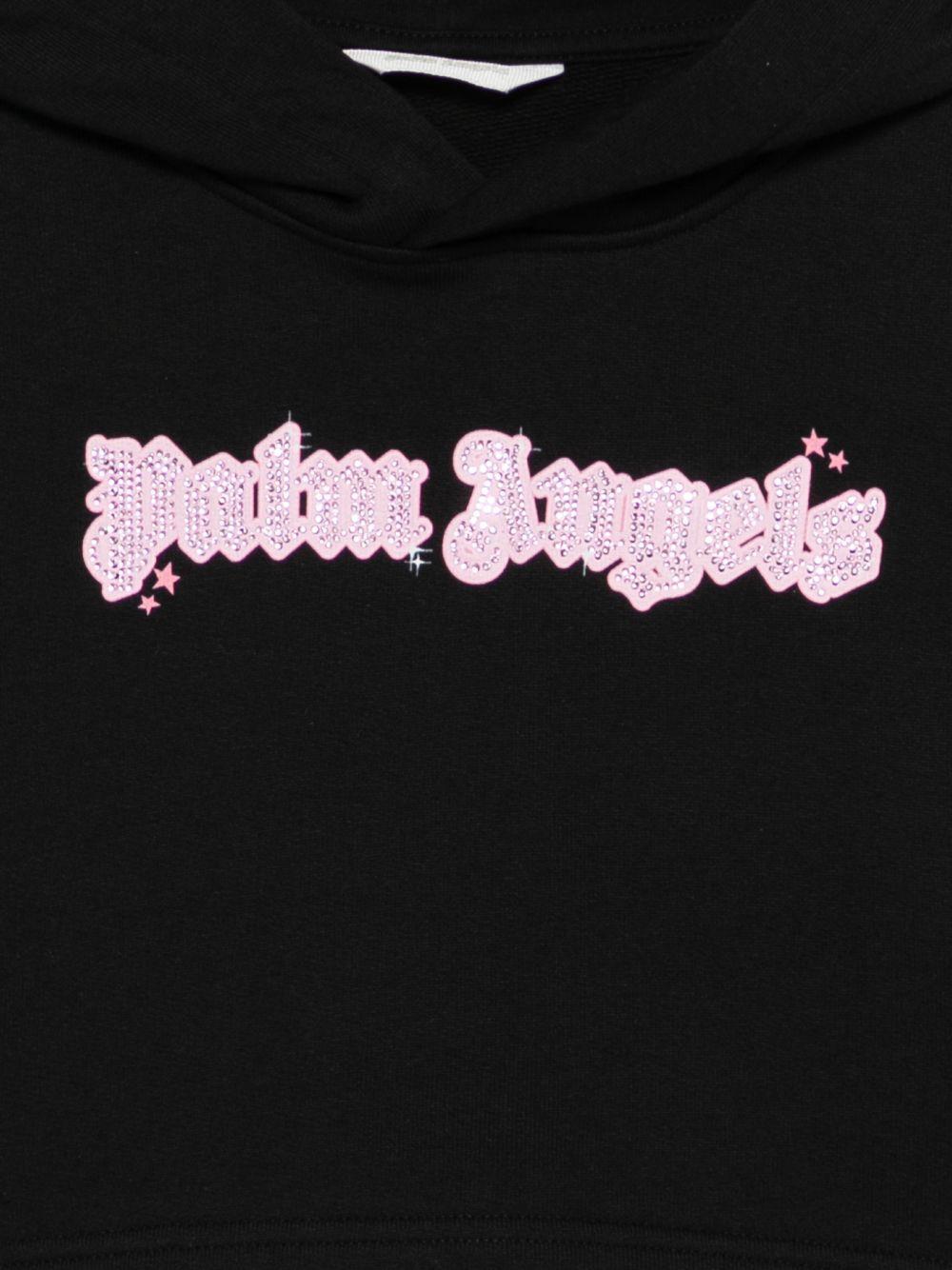 Felpa per bambina Palm Angels Kids nero con cappuccio decorato<BR/> - Rubino Kids