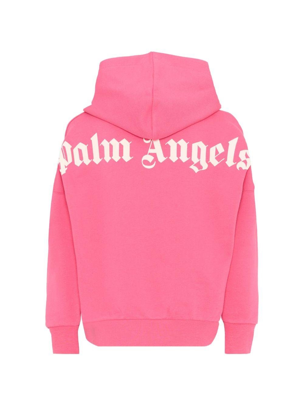 Felpa per bambina Palm Angels Kids rosa con logo sul davanti - Rubino Kids