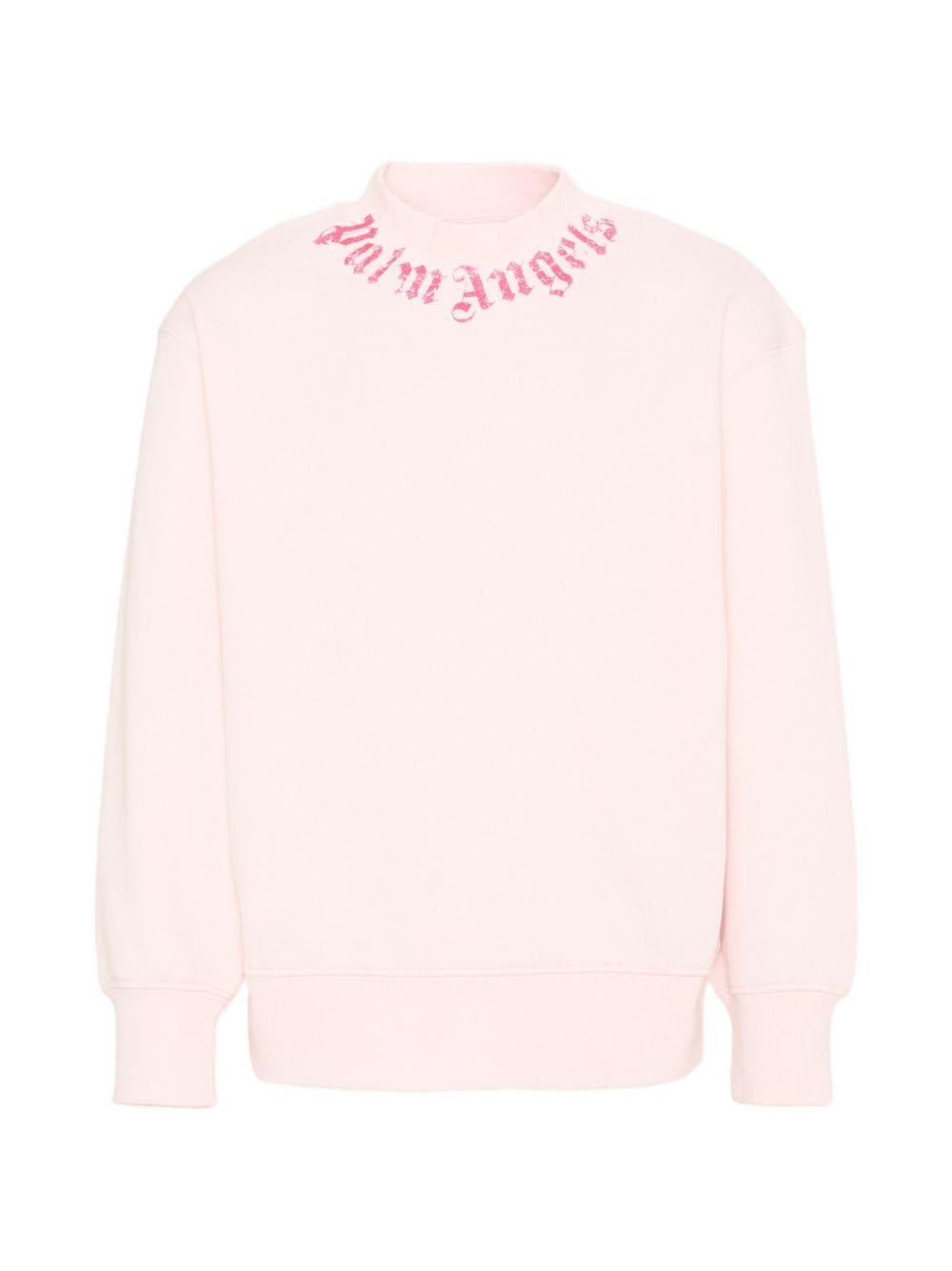 Felpa per bambina Palm Angels Kids rosa con logo sul davanti - Rubino Kids