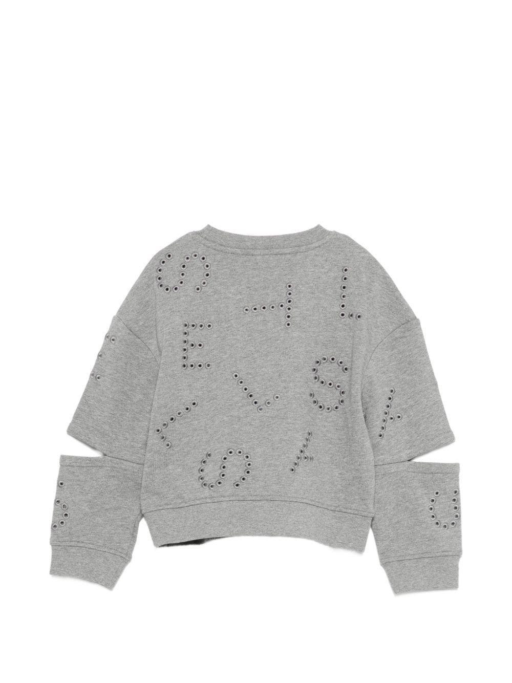 Felpa per bambina Stella McCartney Kids grigia con stampa logo all - over - Rubino Kids