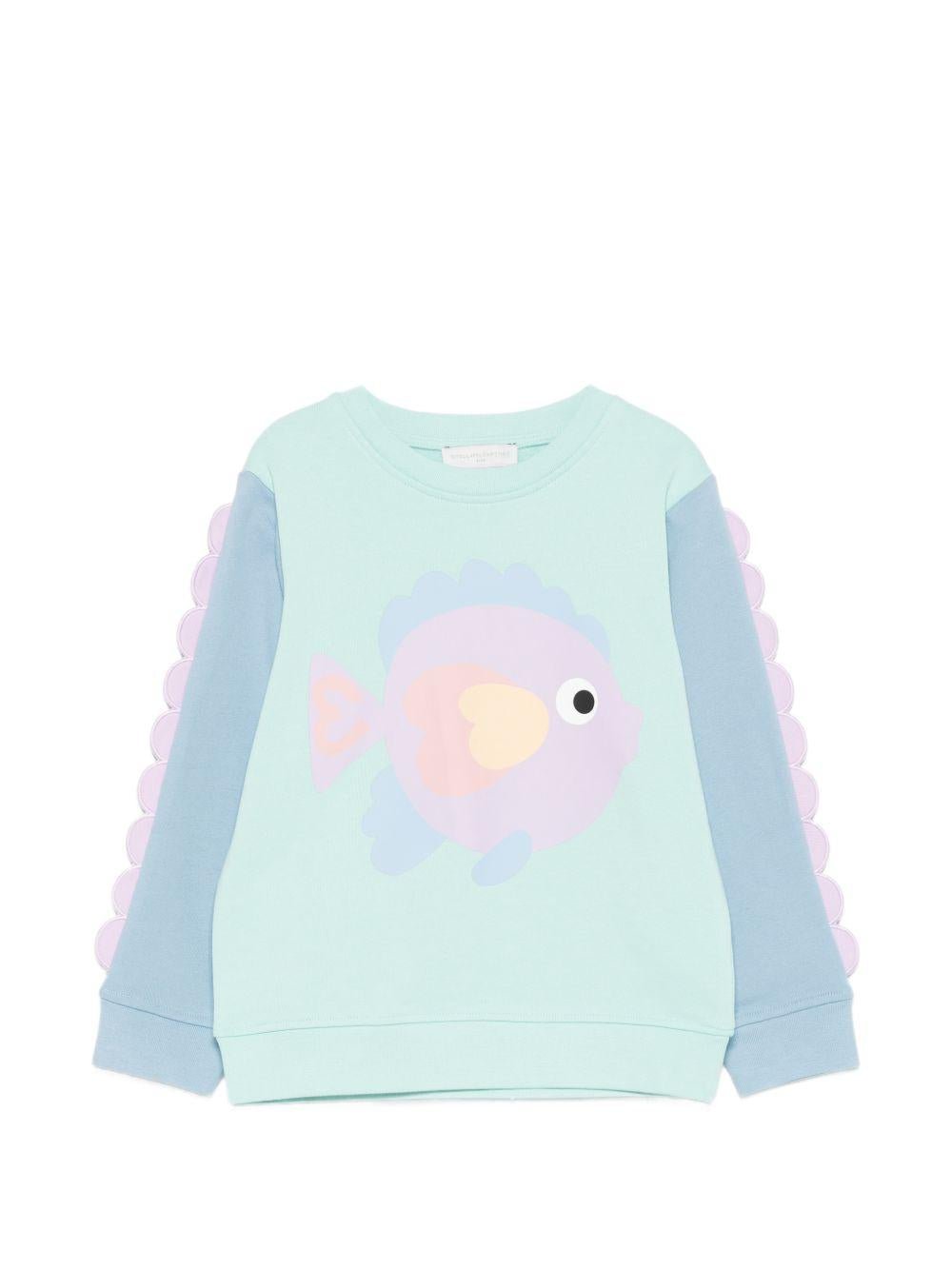 Felpa per bambina Stella McCartney Kids multicolore con stampa pesciolino sul davanti - Rubino Kids