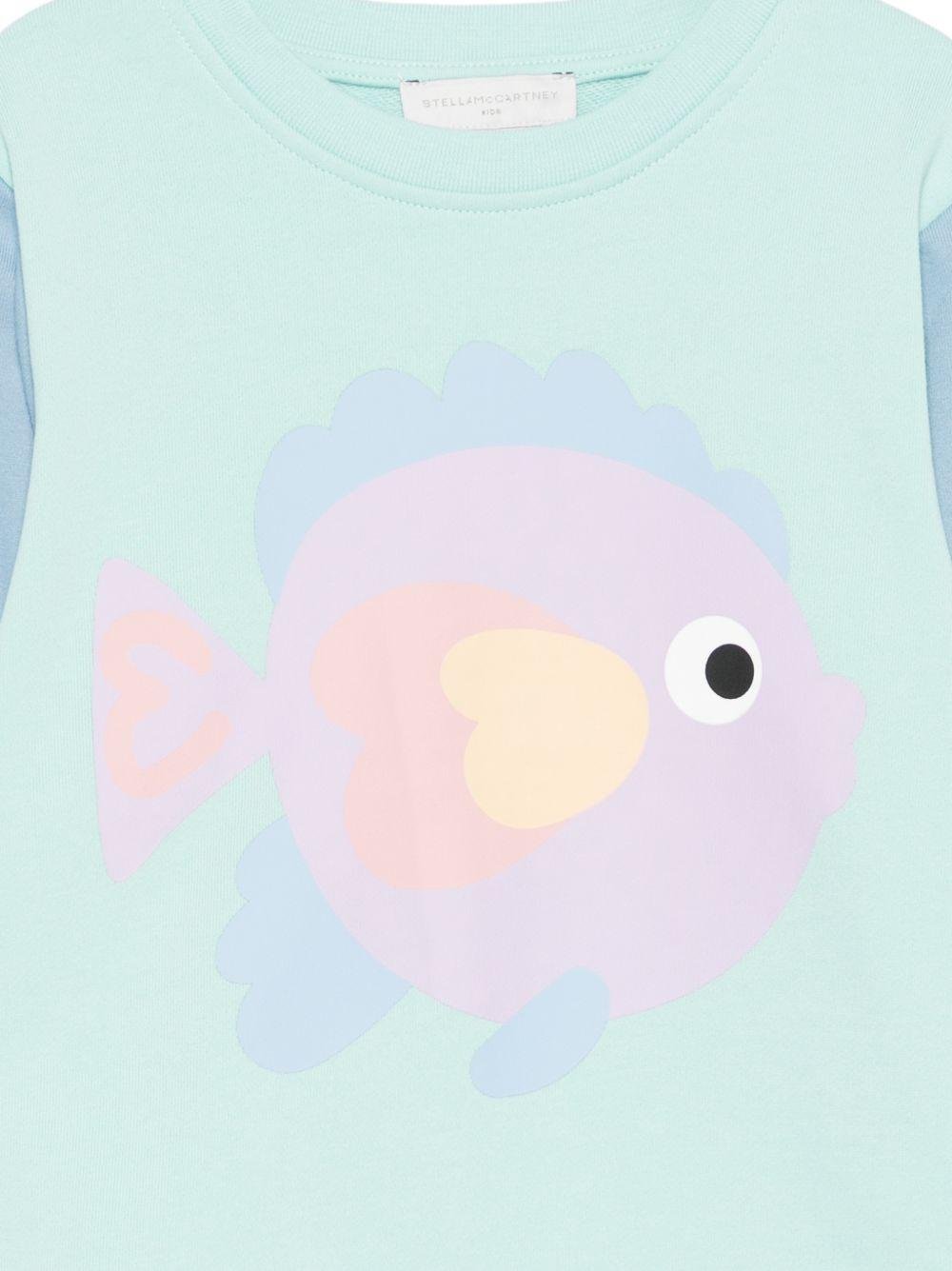 Felpa per bambina Stella McCartney Kids multicolore con stampa pesciolino sul davanti - Rubino Kids