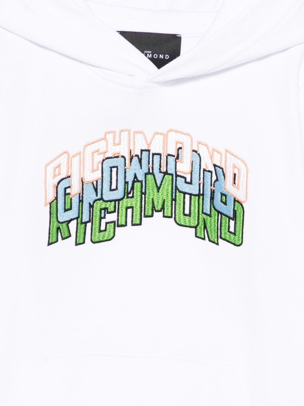 Felpa per bambini John Richmond Junior bianca con applicazione logo - Rubino Kids