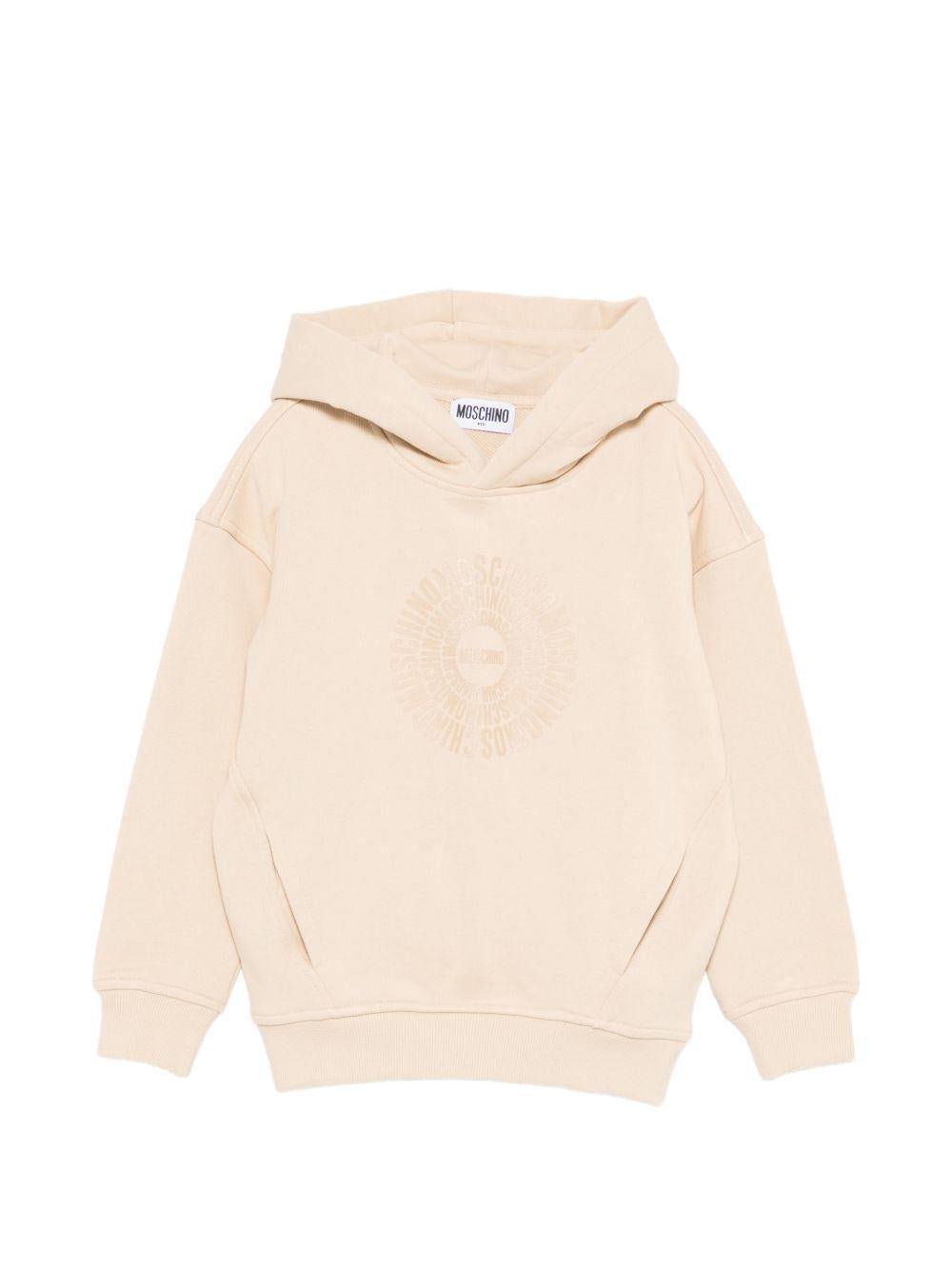 Felpa per bambini Moschino Kids beige con stampa grafica con logo - Rubino Kids