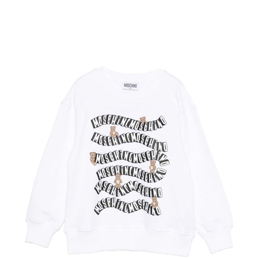 Felpa per bambini Moschino Kids bianca con logo sul davanti - Rubino Kids