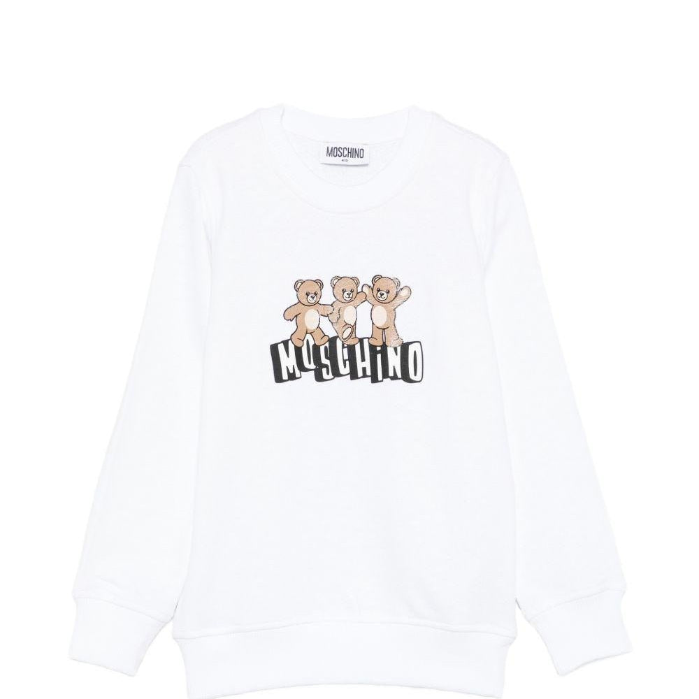 Felpa per bambini Moschino Kids bianca con stampa Teddy Bear - Rubino Kids
