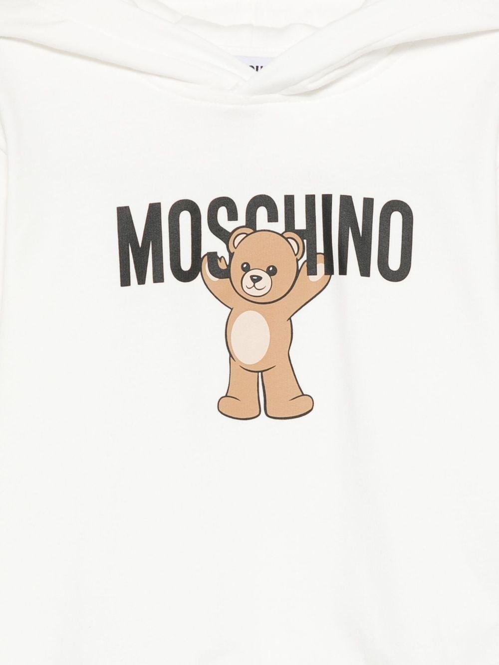 Felpa per bambini Moschino Kids bianca con stampa Teddy Bear - Rubino Kids