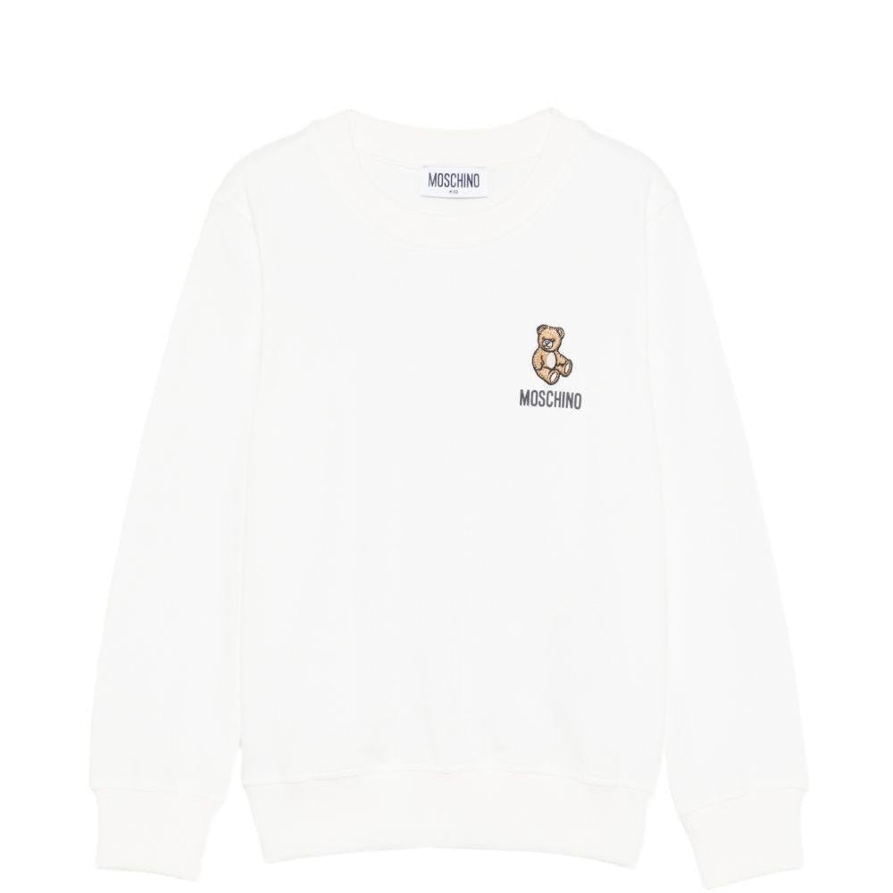 Felpa per bambini Moschino Kids bianco con ricamo Teddy Bear - Rubino Kids
