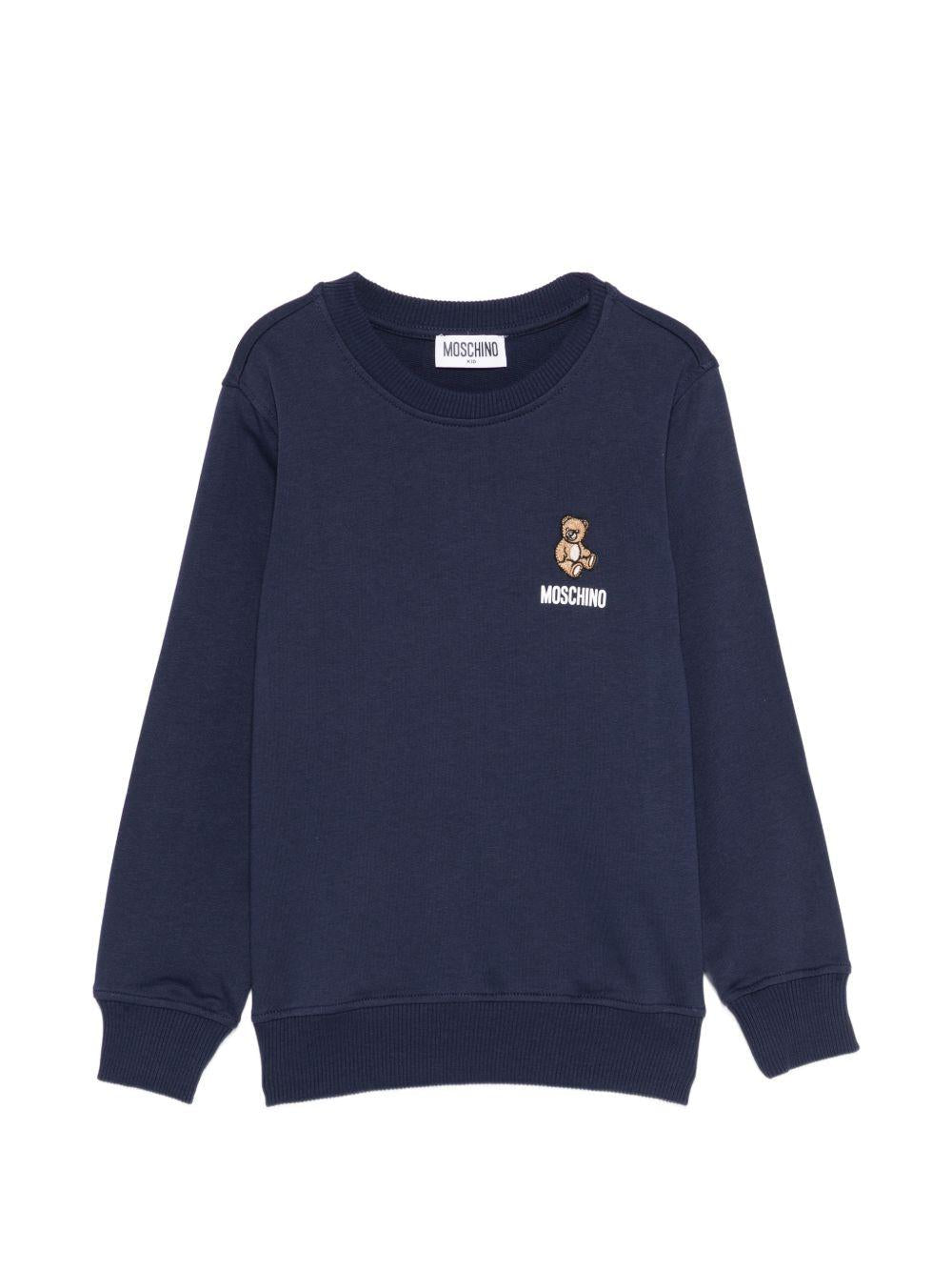 Felpa per bambini Moschino Kids blu con ricamo Teddy Bear - Rubino Kids