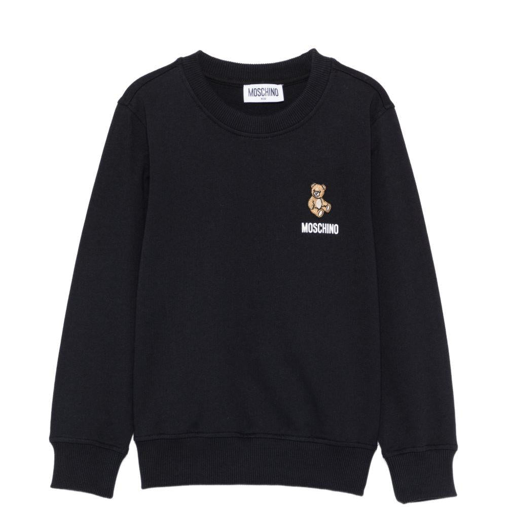 Felpa per bambini Moschino Kids nera con logo sul davanti - Rubino Kids
