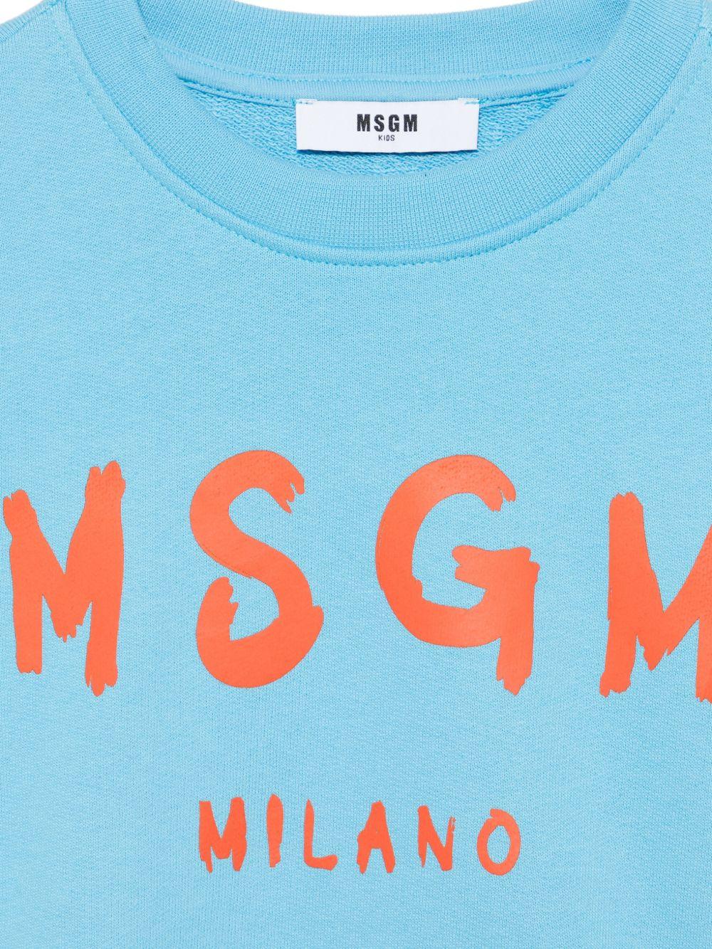 Felpa per bambini MSGM Kids azzurra con stampa logo - Rubino Kids
