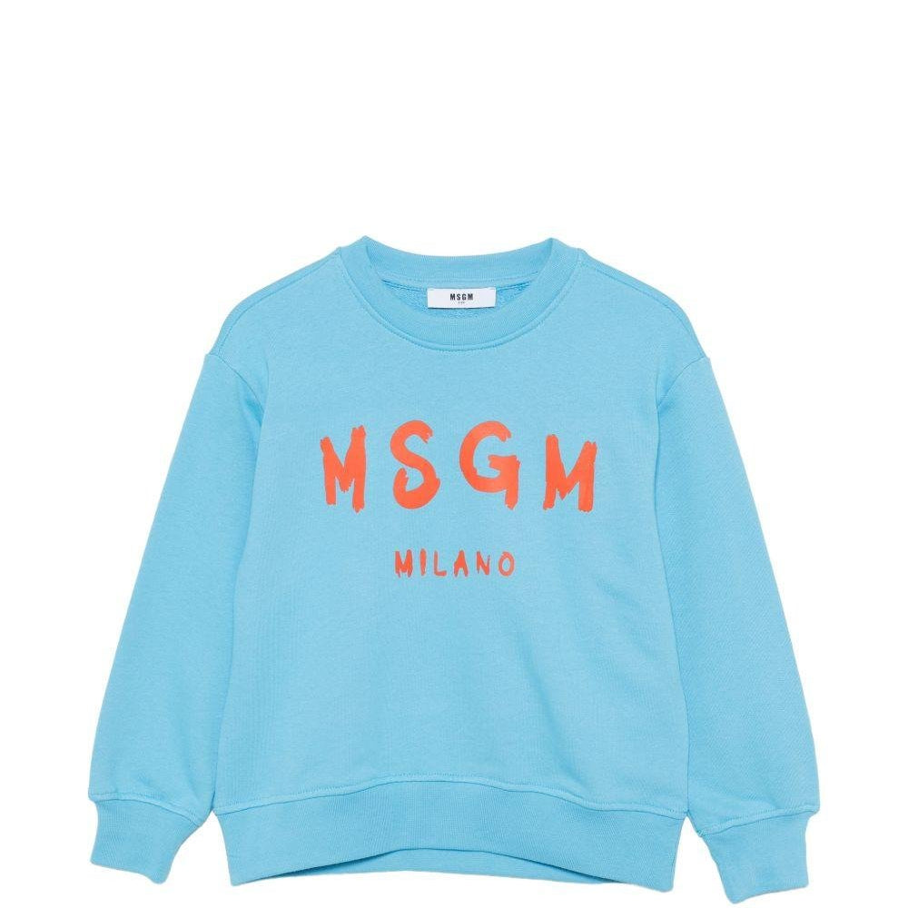 Felpa per bambini MSGM Kids azzurra con stampa logo - Rubino Kids