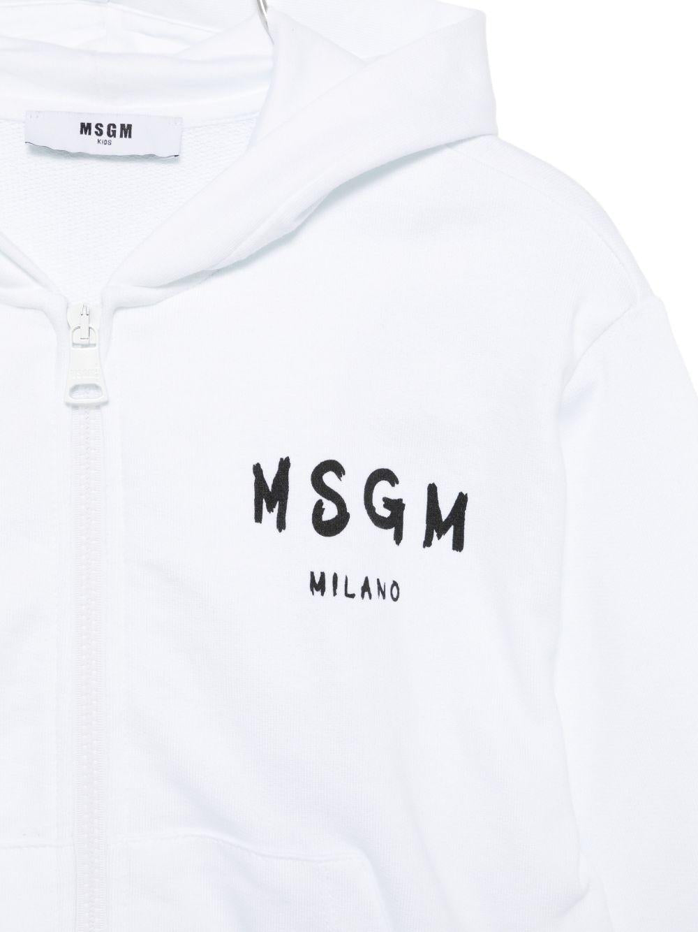 Felpa per bambini MSGM Kids bianca con logo sul davanti - Rubino Kids