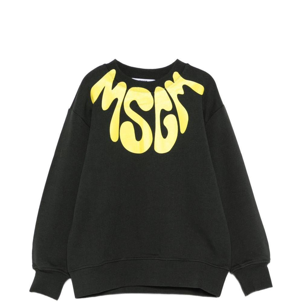 Felpa per bambini MSGM Kids nera con stampa logo sul davanti - Rubino Kids