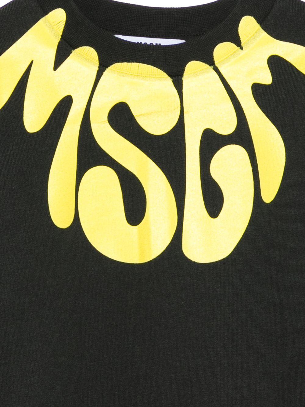 Felpa per bambini MSGM Kids nera con stampa logo sul davanti - Rubino Kids