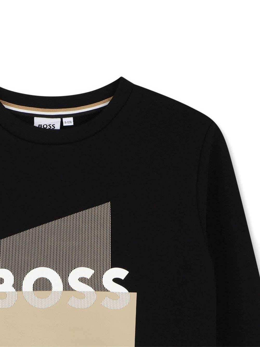 Felpa per bambino Boss Kids nera con stampa grafica - Rubino Kids