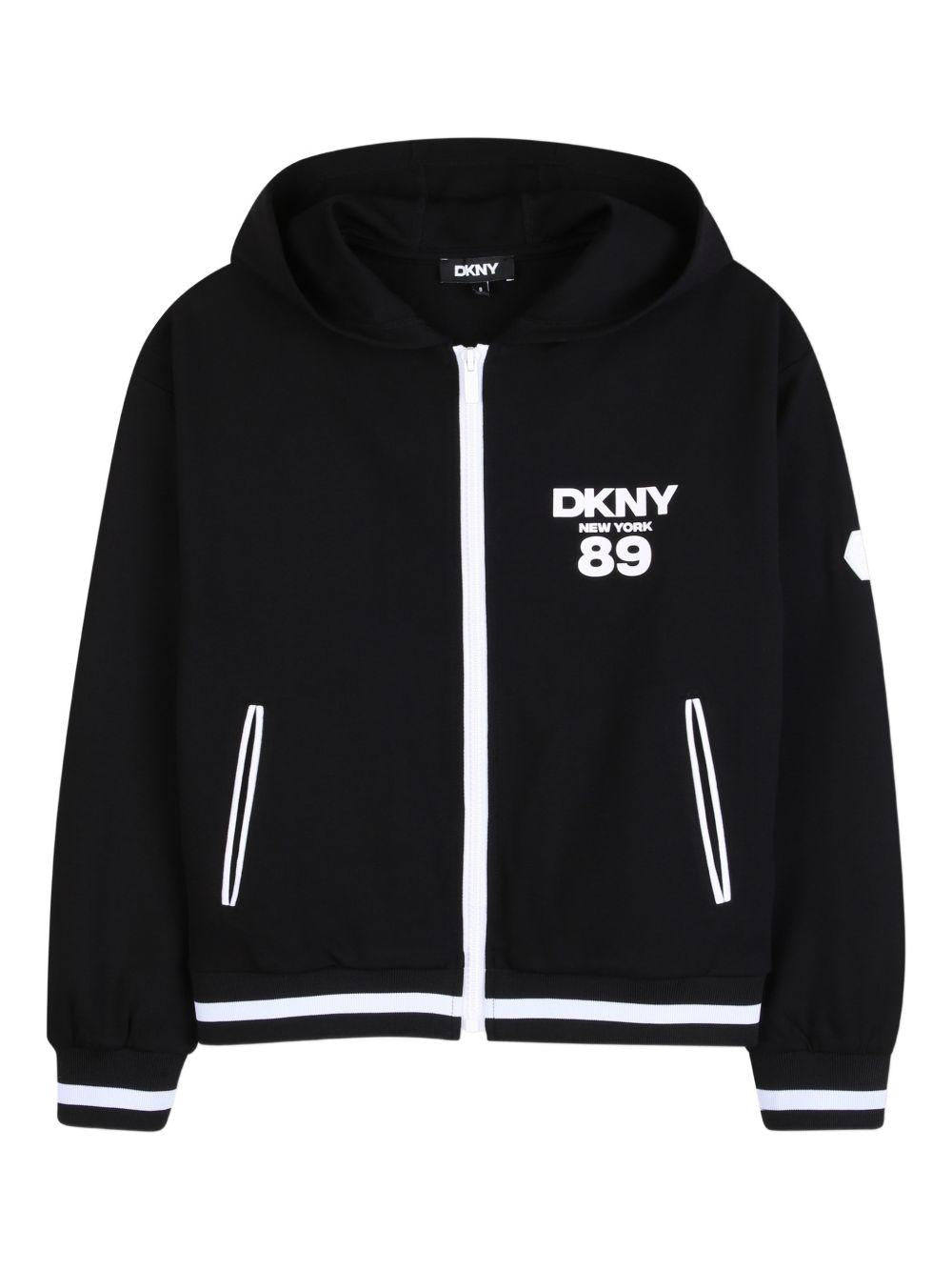 Felpa per bambino DKNY Kids nera con cappuccio - Rubino Kids