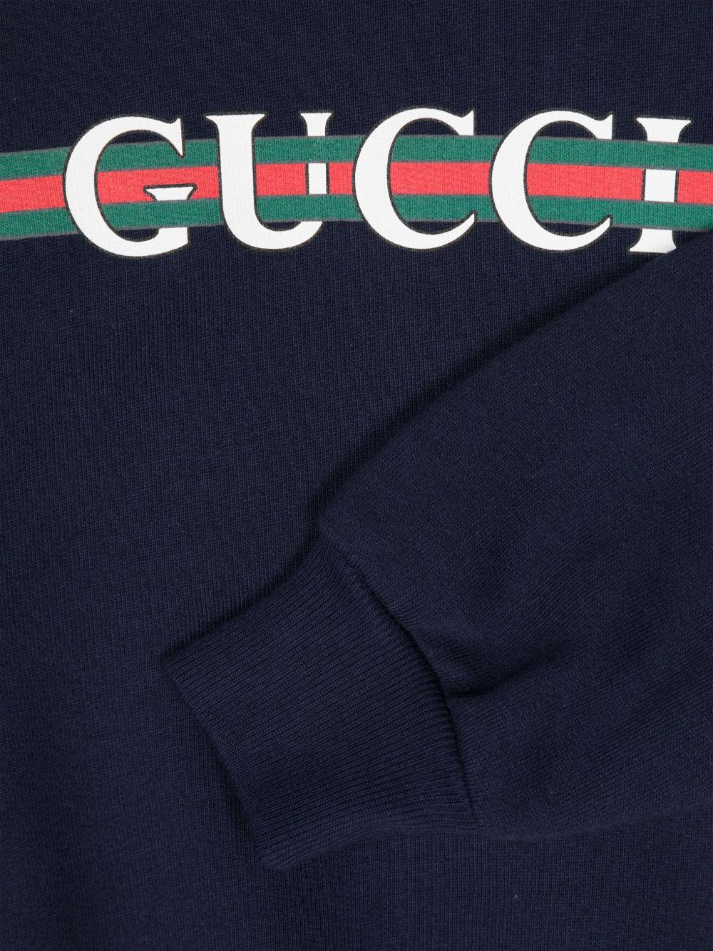 Felpa per bambino Gucci Kids blu navy con stampa logo sul davanti - Rubino Kids