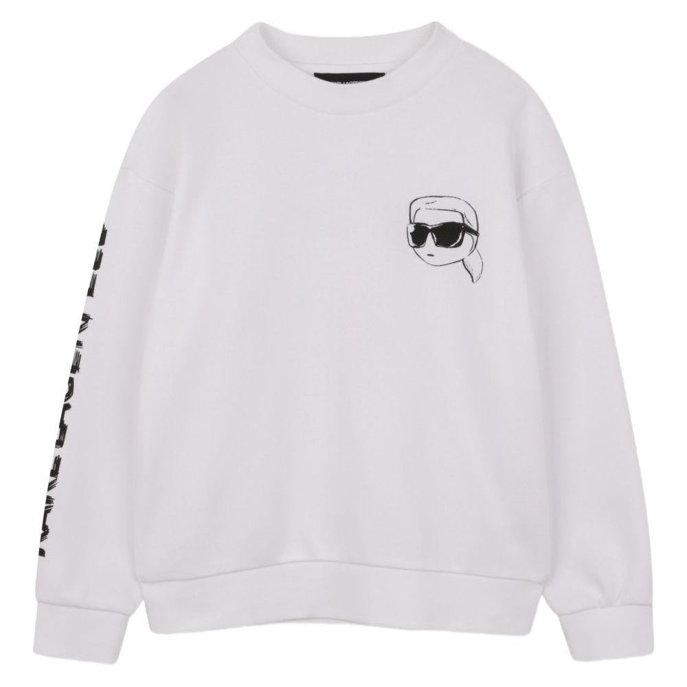 Felpa per bambino Karl Lagerfeld Kids bianca con stampa Karl - Rubino Kids