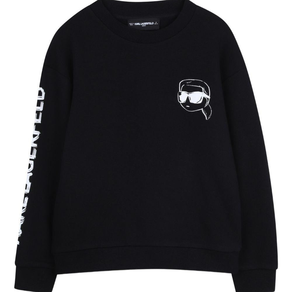 Felpa per bambino Karl Lagerfeld Kids nero con stampa - Rubino Kids