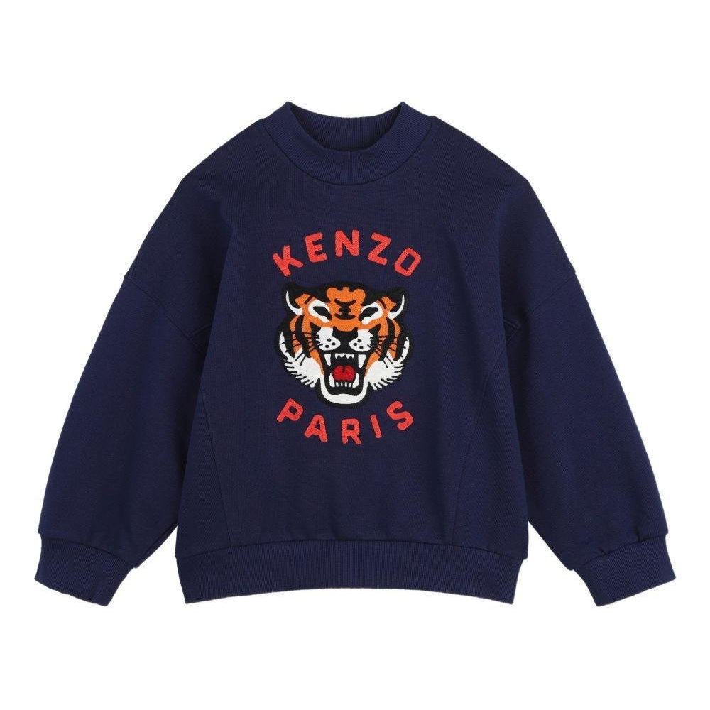 Felpa per bambino Kenzo Kids blu con dettaglio logo sul davanti - Rubino Kids