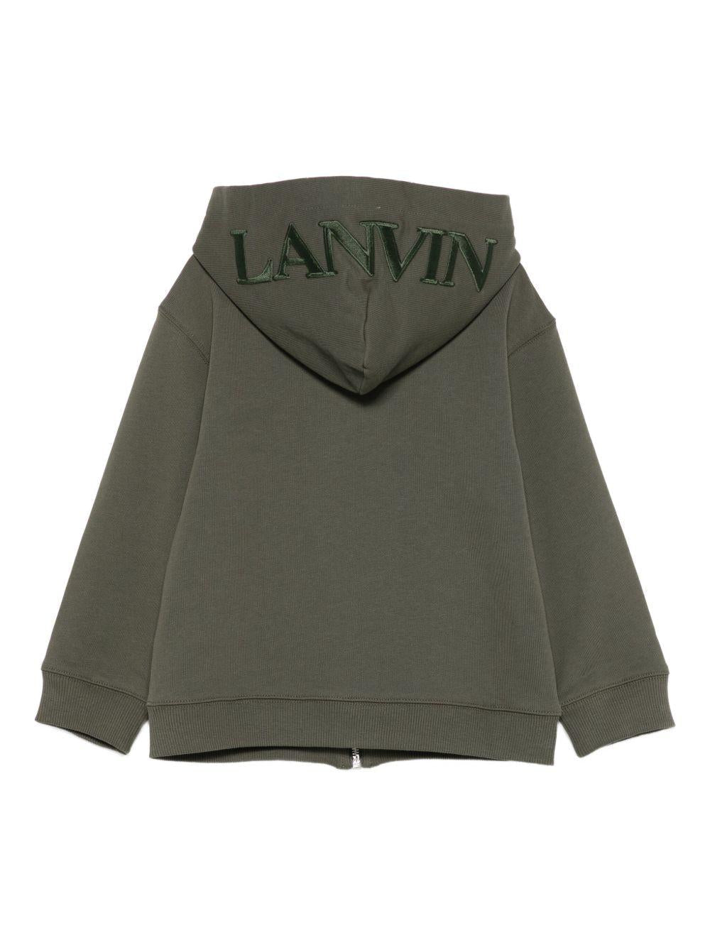 Felpa per bambino Lanvin Enfant verde con logo ricamato - Rubino Kids