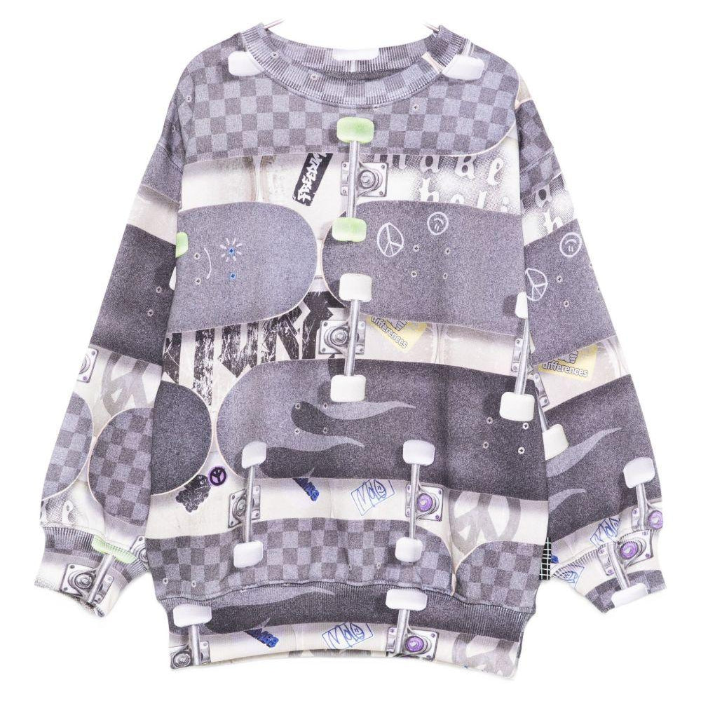 Felpa per bambino Molo grigio con stampa skateboard - Rubino Kids