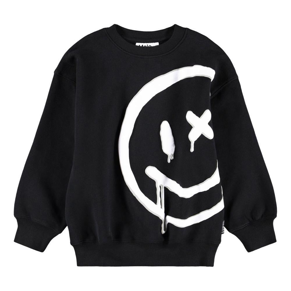 Felpa per bambino Molo nero con stampa smile - Rubino Kids