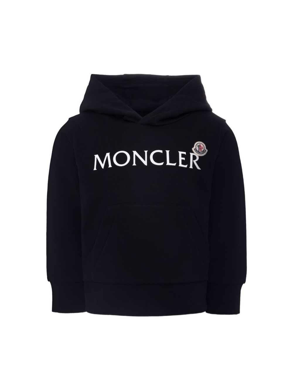 Felpa per bambino Moncler Enfant nera con cappuccio e logo ricamato - Rubino Kids